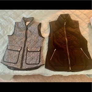 Two quilted vests. Black and houndstooth.